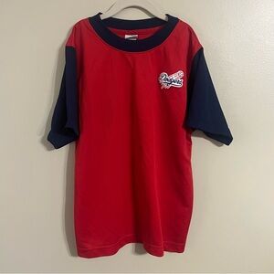 Vintage Dodgers Mighty Mac Jersey Kids Size Medium 10/12 Red Navy Baseball
